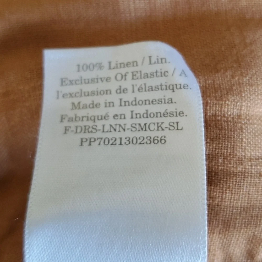 Everlane The Smocked Linen Dress Tawny Tan Brown Oversized Pockets Size … - Picture 12 of 12
